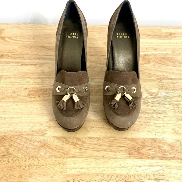Stuart Weitzman Suede Tassup Moc Oxford Tassel Platform Heels, Women’s Size 7.5 - Picture 5 of 13